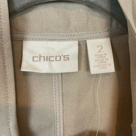 Chico's Vest Romantic Cottage Crochet Lace Open Front Sz 10 12 Tan Cream NWT - Picture 8 of 16